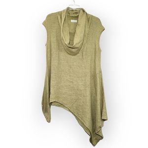 Bryn Walker Noa Tunic Top Asymmetrical Linen Cowl Neck Lime Green M